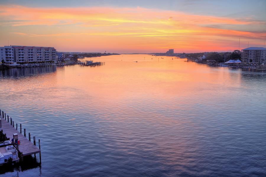 Boat Photograph - Brooks Bridge Sunset by JC Findley