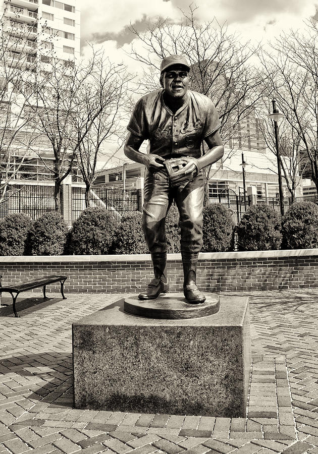 Oriole Photograph - Brooks Robinson Statue at Oriole Park at Camden Yards in Sepia by Bill Cannon