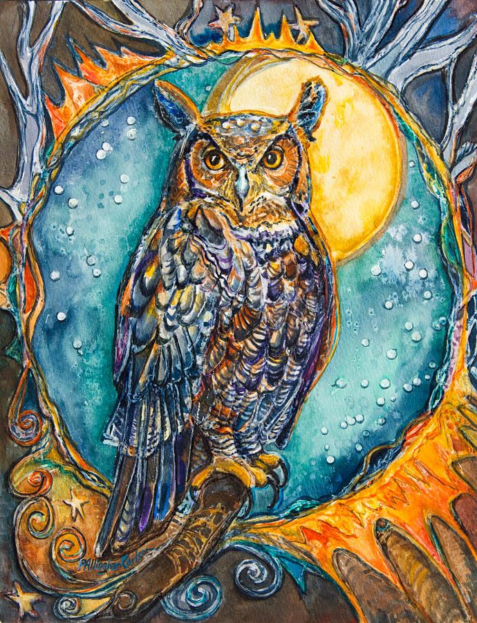 Owl Painting - Brother Owl by Patricia Allingham Carlson