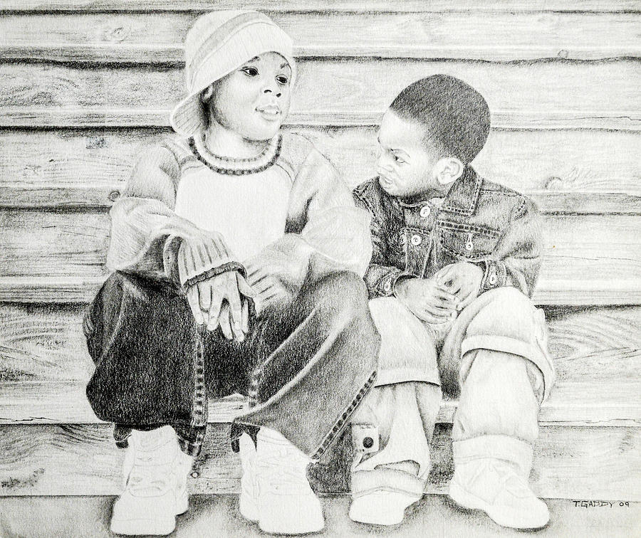 Winter Drawing - Brothers by Timothy Gaddy
