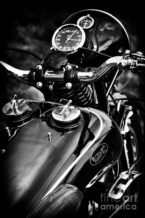 Brough Superior SS80 motorcycle Monochrome Photograph by Tim Gainey
