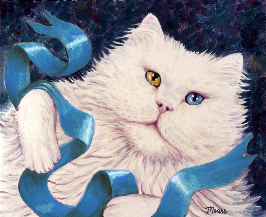 Cat Painting - Brown and Blue Eyed Kitty by Linda Mears