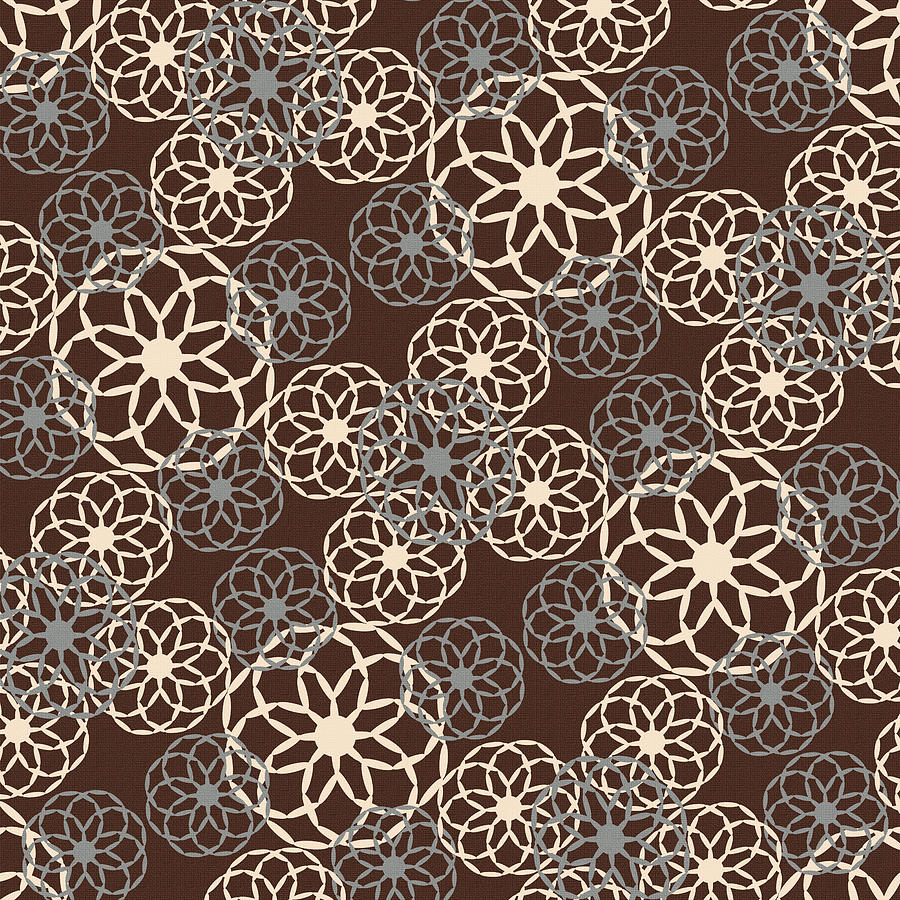 Brown and Silver Floral Pattern Mixed Media by Christina Rollo
