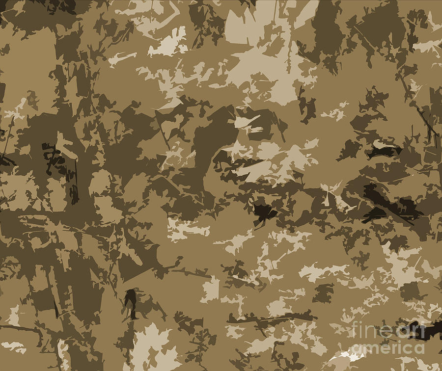 Desert Camo Print BTY Brown Black Tan Camouflage Print 