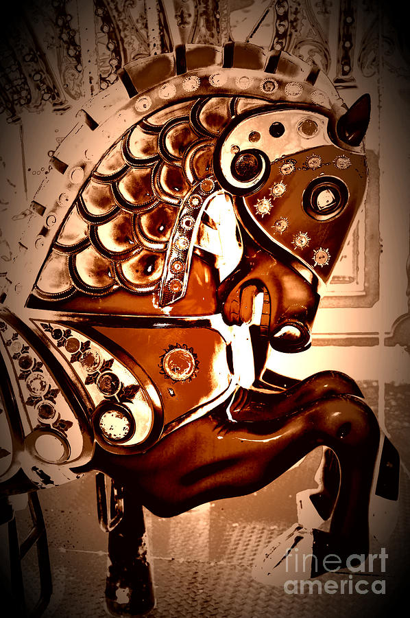 Brown Carousel Horse Digital Art by Patty Vicknair