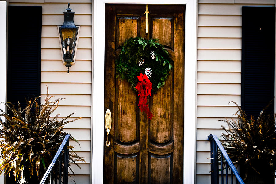 Christmas Photograph - Brown Christmas Door by Audreen Gieger