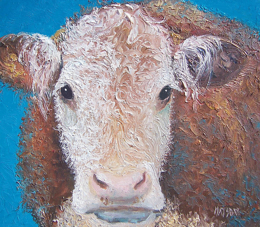 Brown cow Painting by Jan Matson