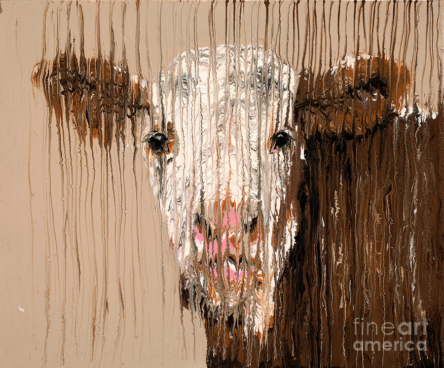 Cow Painting - Brown Cow by Scott Lindner