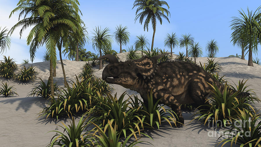 Brown Einiosaurus In A Tropical Setting Digital Art