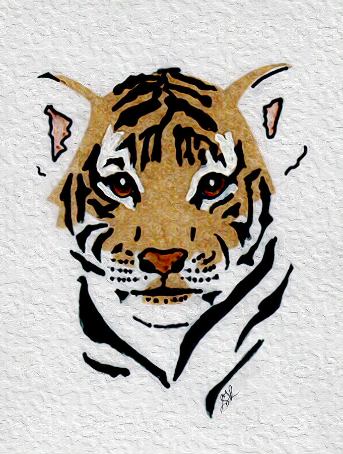 Brown Eyed Tiger Cub Digital Art by Stephanie Grant
