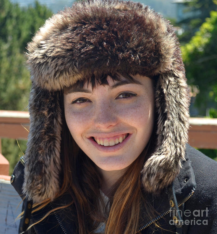 Brown Haired and Freckle Faced Natural Beauty Model Wearing a Hat Photograph by Jim Fitzpatrick
