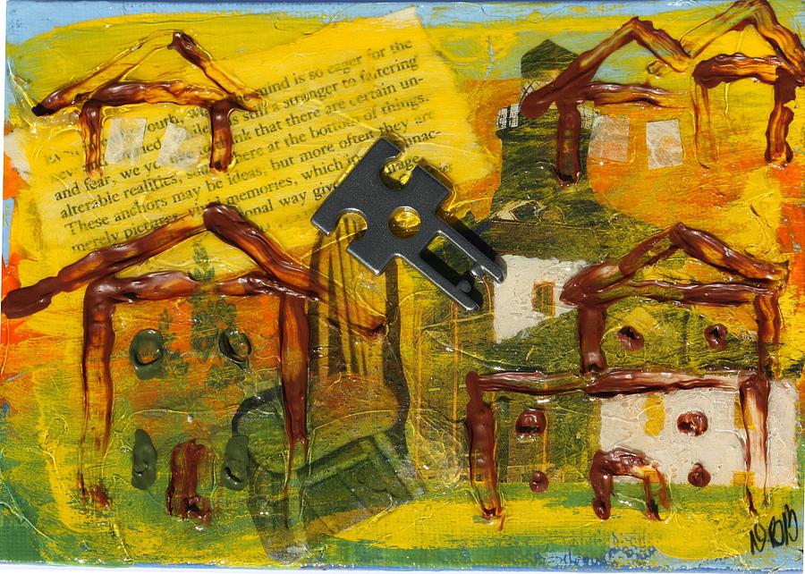 Brown House No. 2 Mixed Media by Dawn Boswell Burke