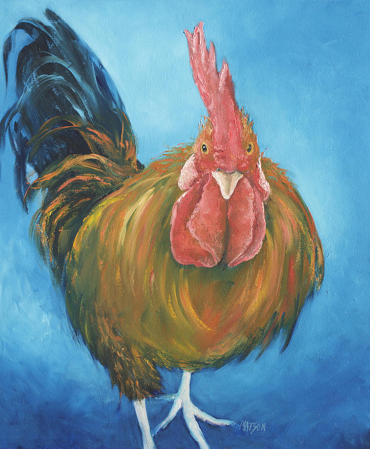 Brown Rooster Painting by Jan Matson