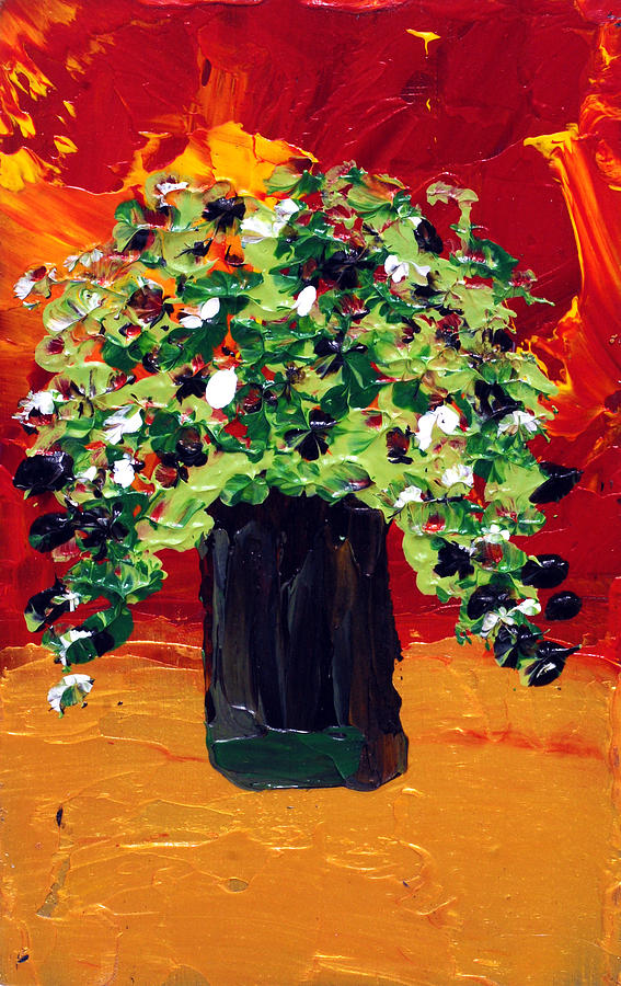 Flower Painting - Brown Vase by Jessica Marin-feliciano