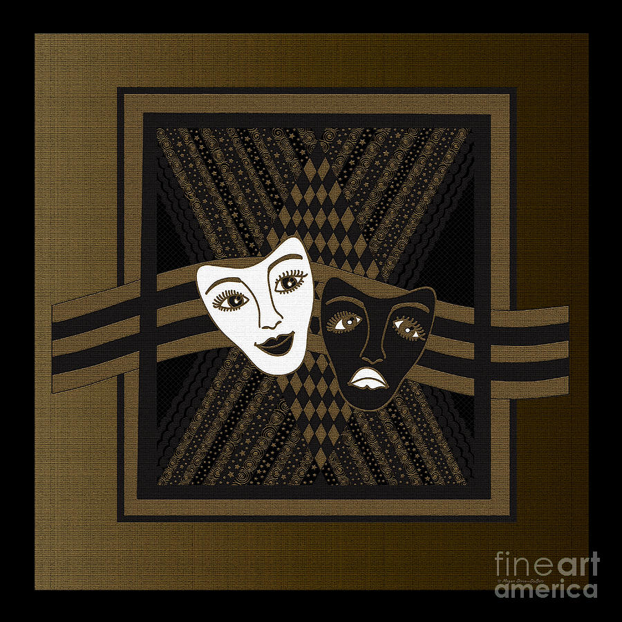 BrownBlack Janus Masks Digital Art by Megan Dirsa-DuBois