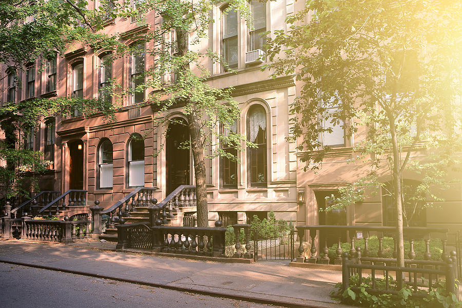 Brownstones in a quiet residential street in Manhattan, New York City Photograph by Busà Photography
