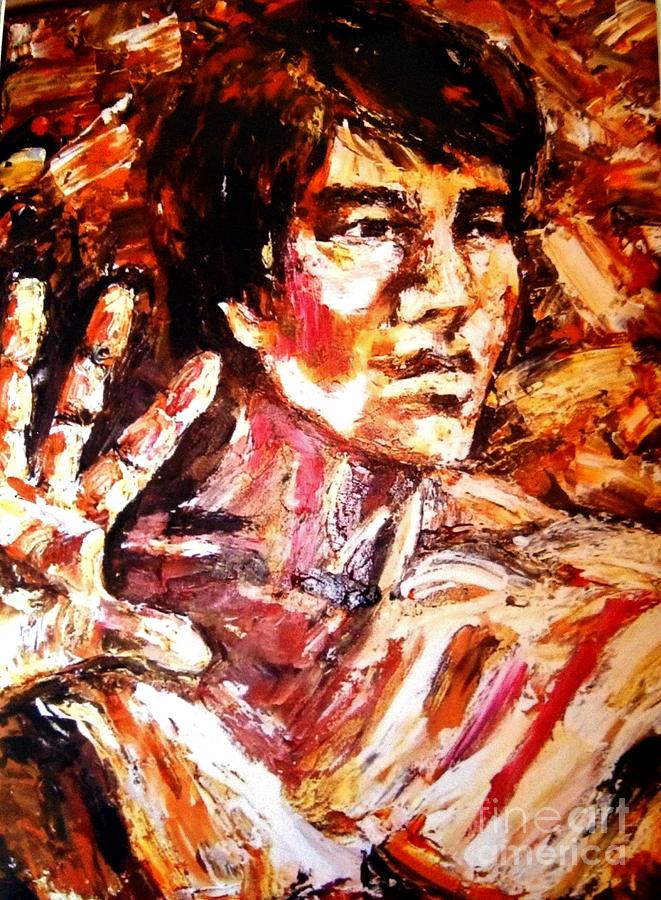 Bruce Lee - dragon Painting by Karen  Ferrand Carroll