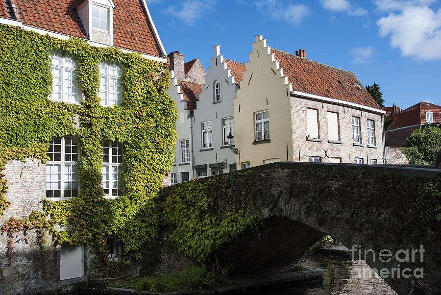Bridge Photograph - Bruges Gabled Homes Along Waterway by Juli Scalzi