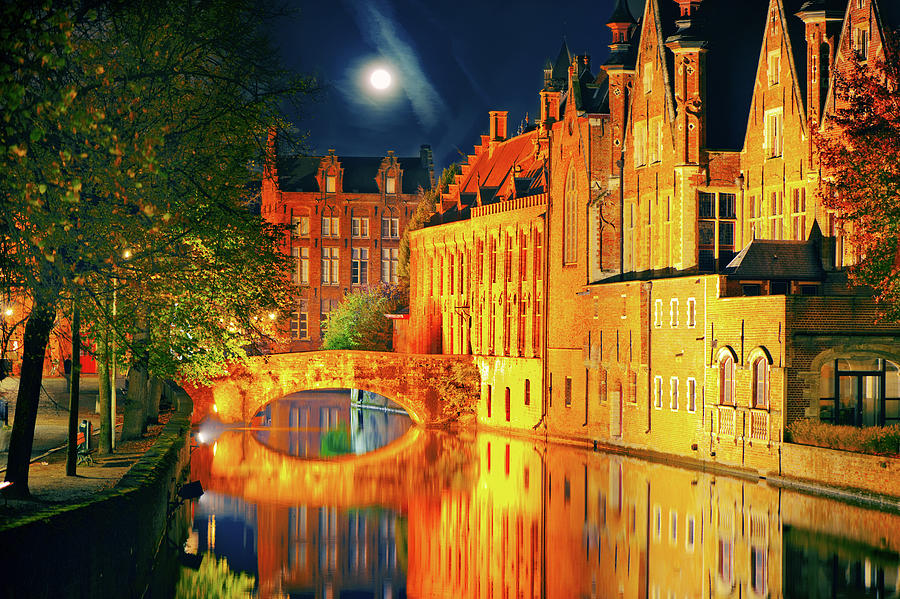 Bruges In Night Photograph by Artmarie