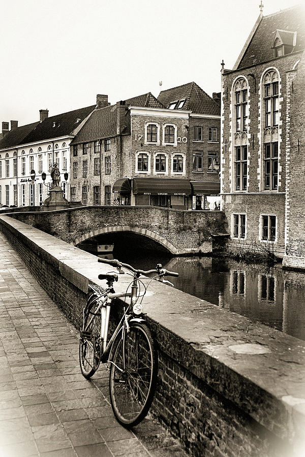 Bruges with Bicycle and Bridge Photograph by Brett Maniscalco