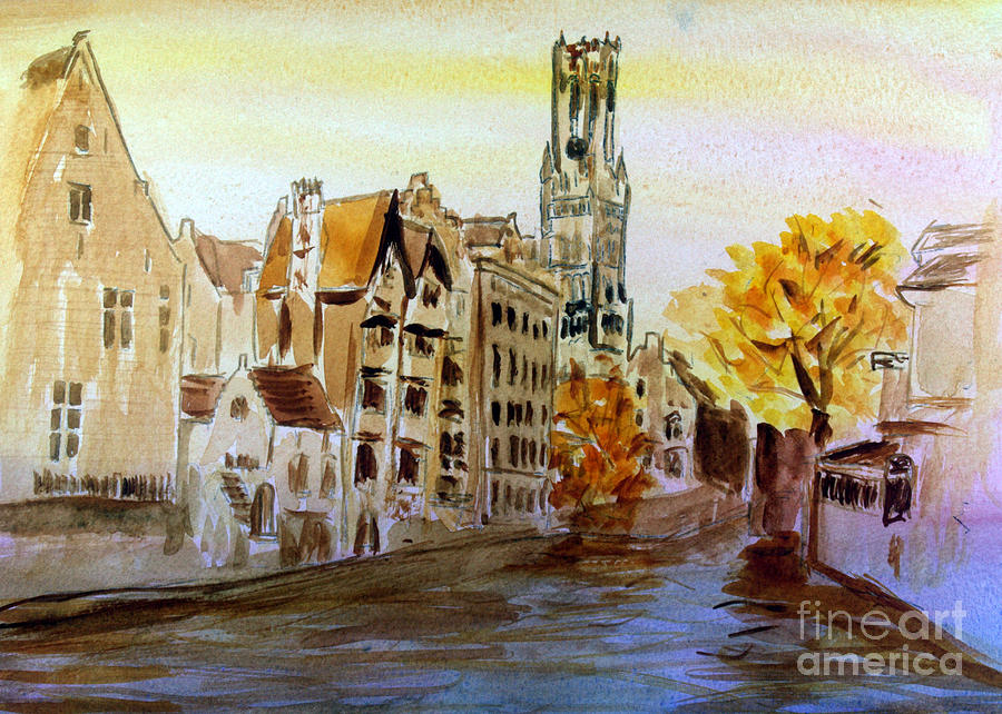 Brugges Belgium Painting by Donna Walsh