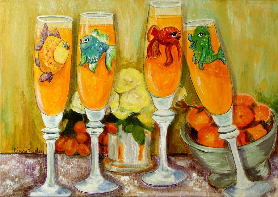 Brunch Bunch Mimosas Painting by Linda Kegley