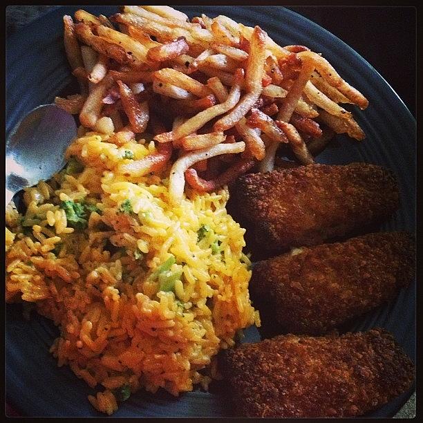 Plate Photograph - #brunch Of Deliciousness! #fries #rice by Katrina A