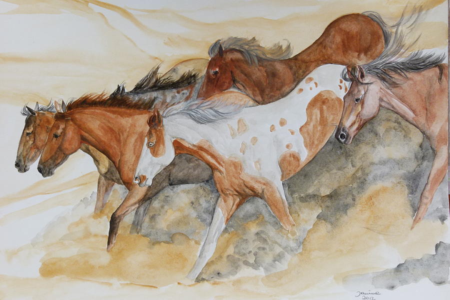American Horse Painting - Bruneau Idaho by Janina  Suuronen