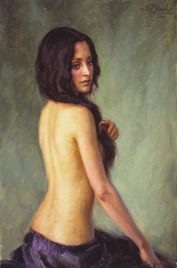 Brunette Painting by Serguei Zlenko