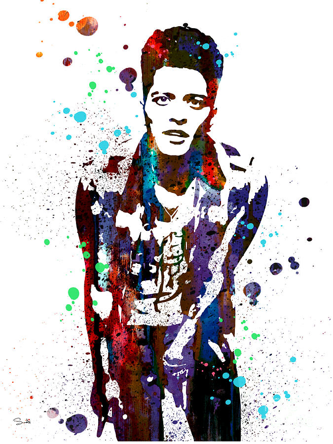 Celebrity Portraits Painting - Bruno Mars by Watercolor Girl