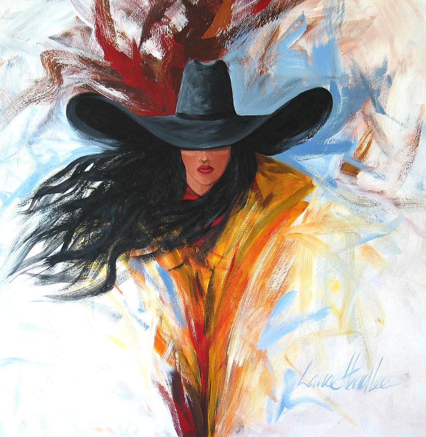 Brushstroke Cowgirl Painting by Lance Headlee