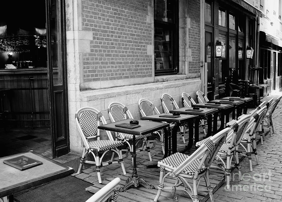 Brussels Cafe in Black and White Photograph by Carol Groenen