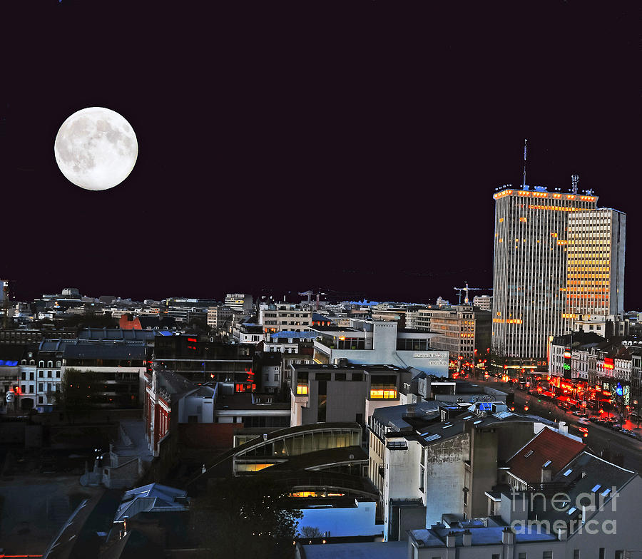 Brussels Under Full Moon Photograph by Elvis Vaughn