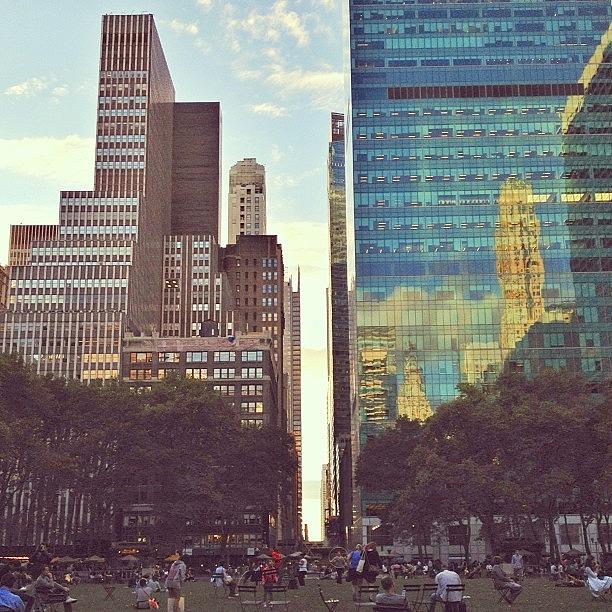 Bryant Park And The Setting Of The Sun Photograph by Hillary Weiss