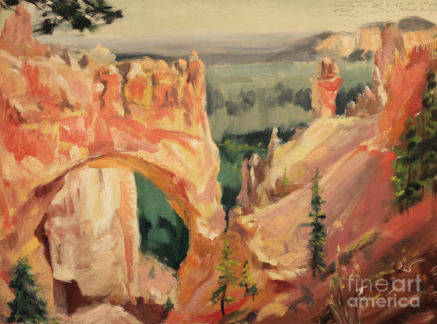 Bryce Canyon - Natural Bridge 1935 Painting by Art By Tolpo Collection
