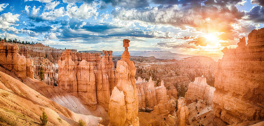 Bryce Canyon National Park at sunrise with dramatic sky, Utah, USA Photograph by Bluejayphoto