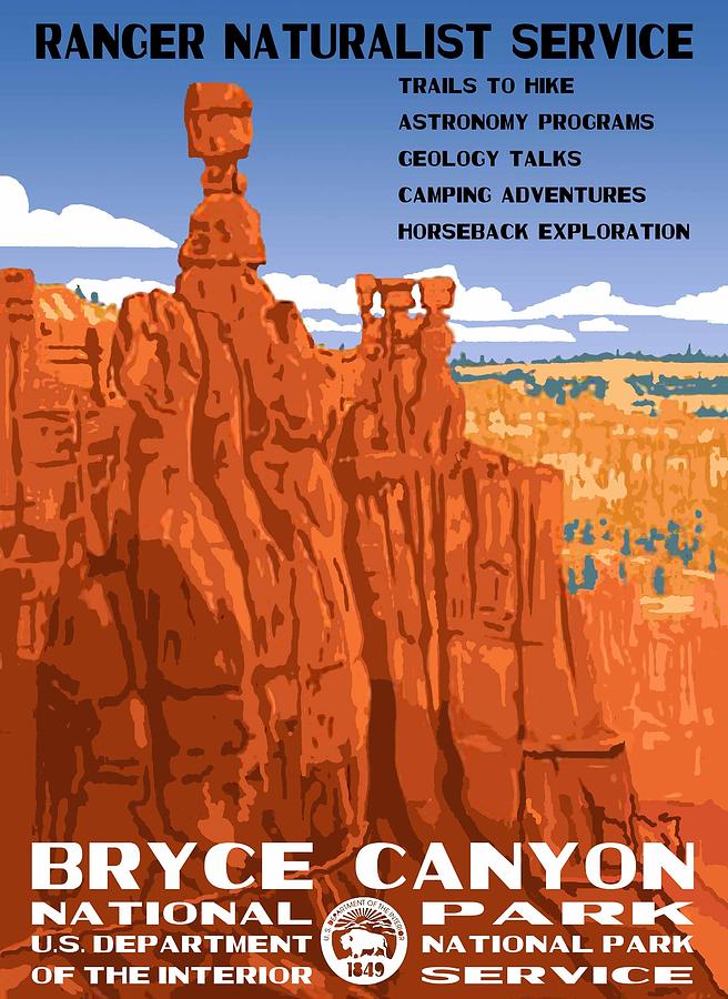 Vintage Photograph - Bryce Canyon National Park Vintage Poster 2 by Eric Glaser