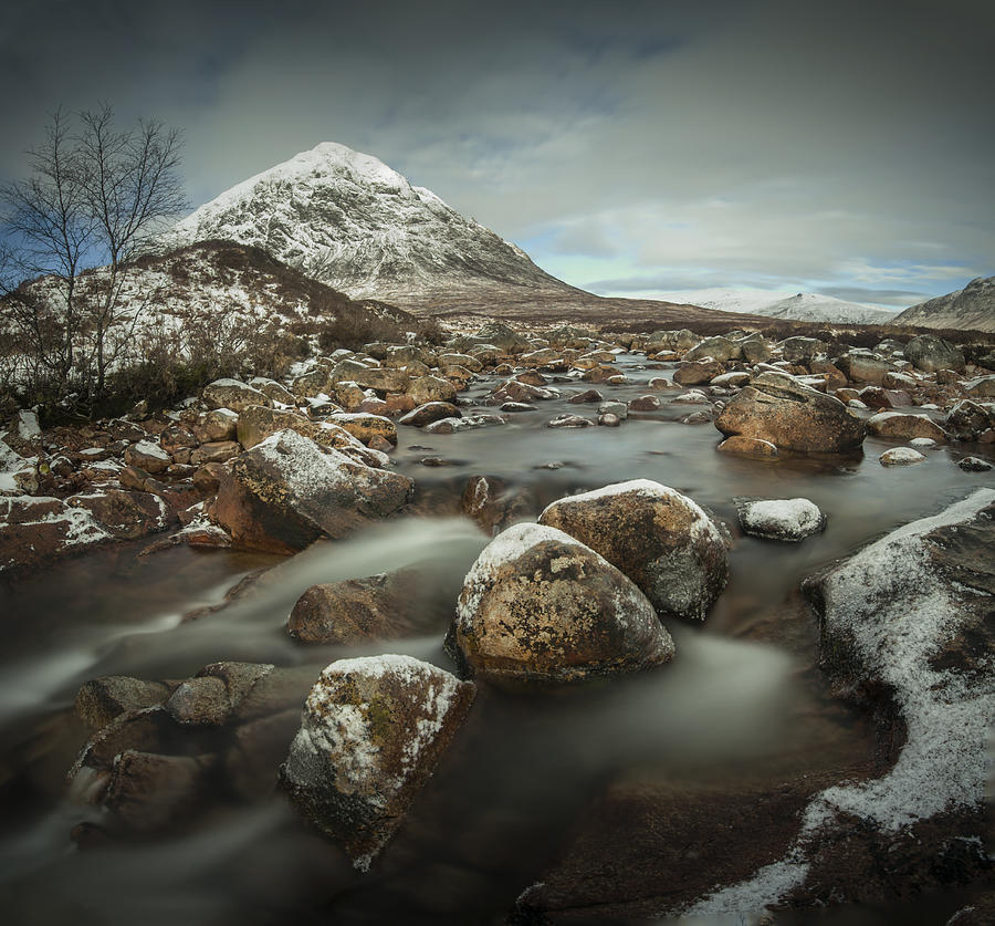 Waterfall Photograph - Buachaille Etive Mor winter waterfall by Nigel Forster