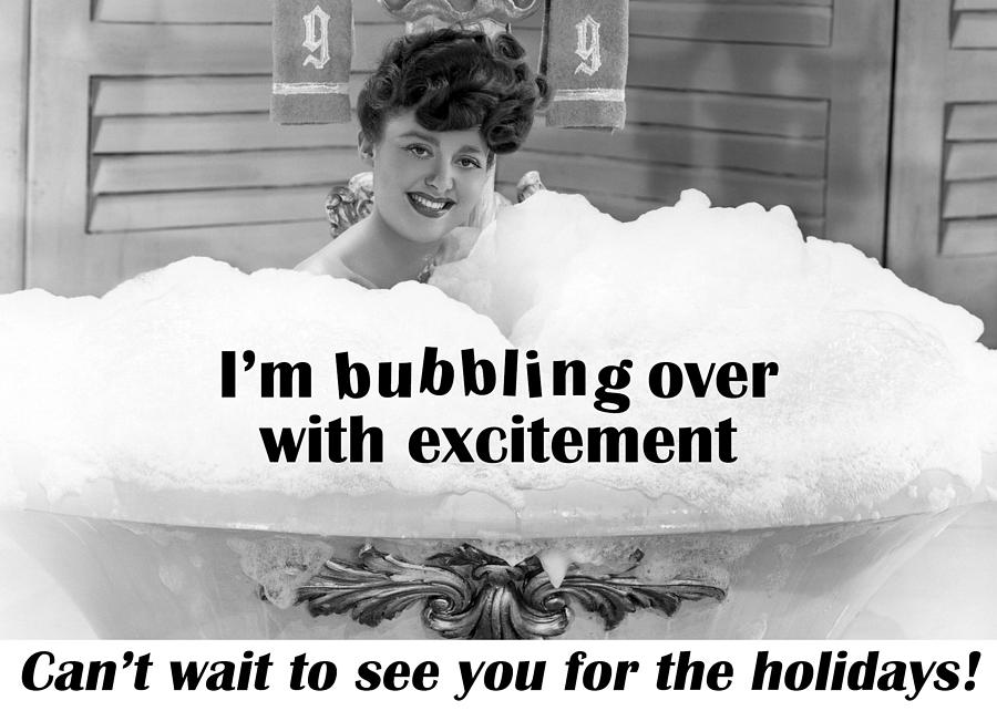 Bubble Bath Holiday Greeting Card Photograph by Communique Cards
