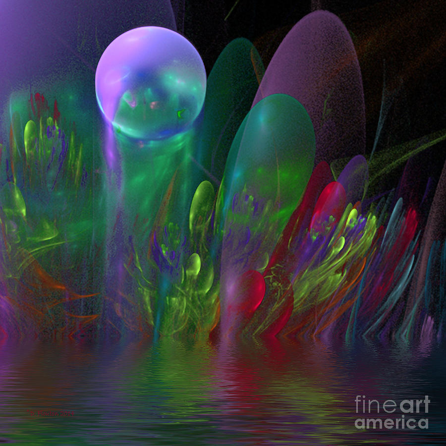 Abstract Digital Art - Bubble Birth Abstract Fractal by Dee Flouton