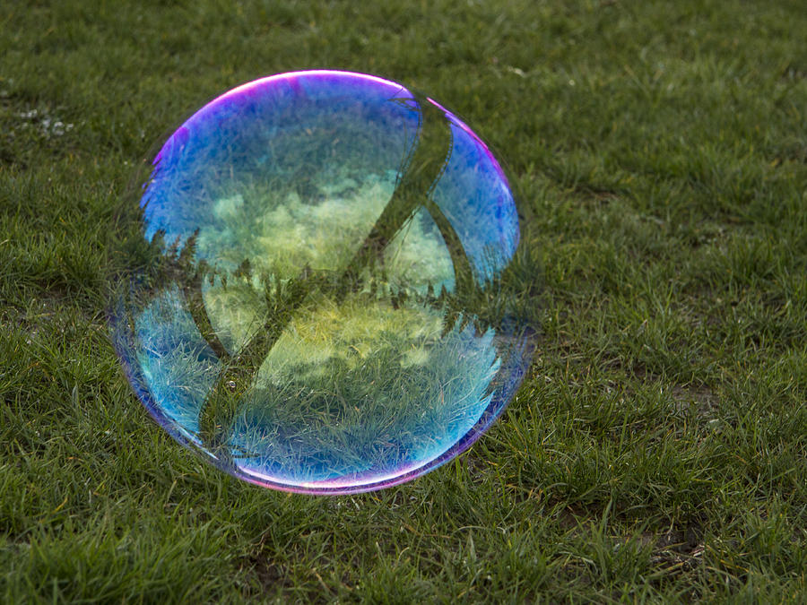 Bubble on Grass with St.Johns Bridge Photograph by Jean Noren