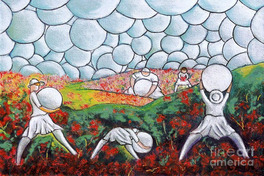 Bubble Sky And Flower Fields Painting by William Cain Bubble Sky And Flower Fields Painting by William Cain