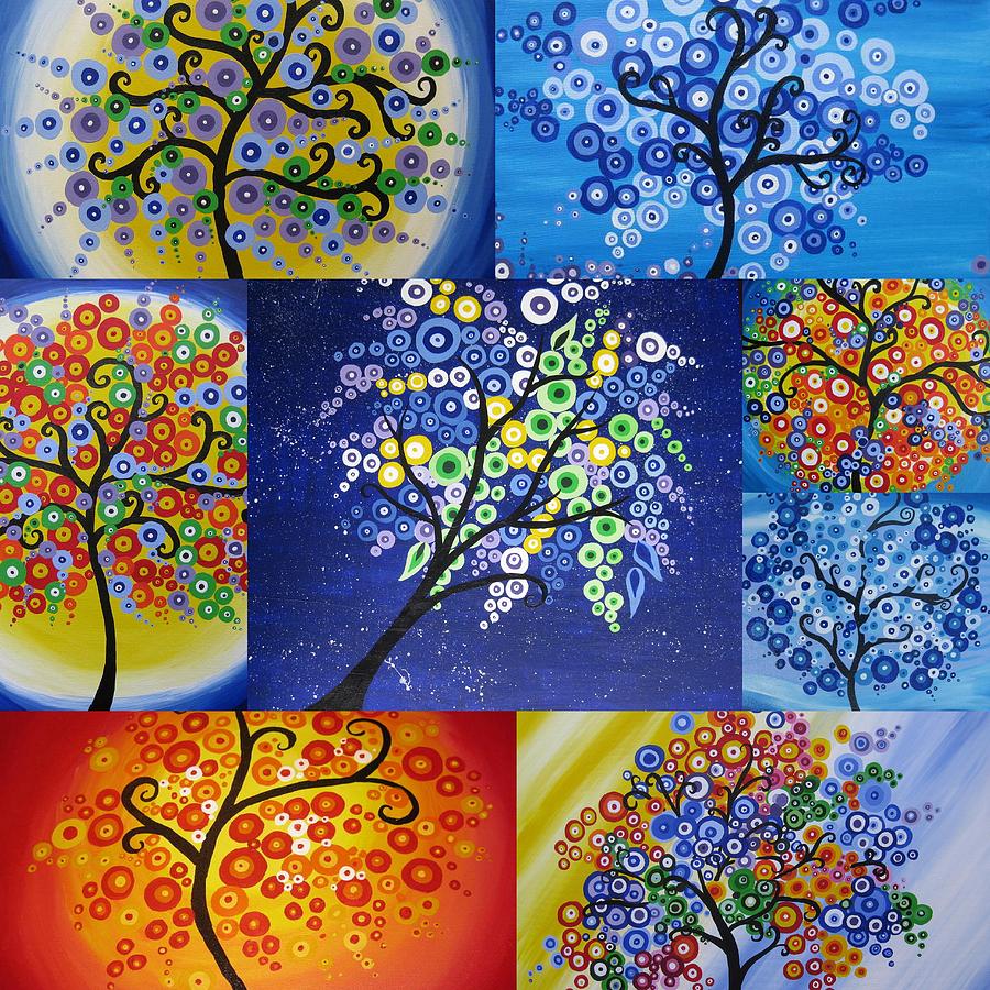 Tree Painting - Bubble Trees by Cathy Jacobs