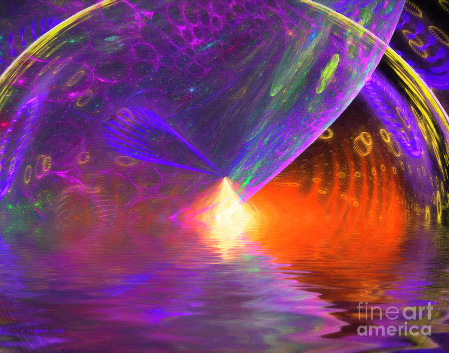 Bubble Tunnel Light Surreal Fractal Abstract Digital Art by Dee Flouton