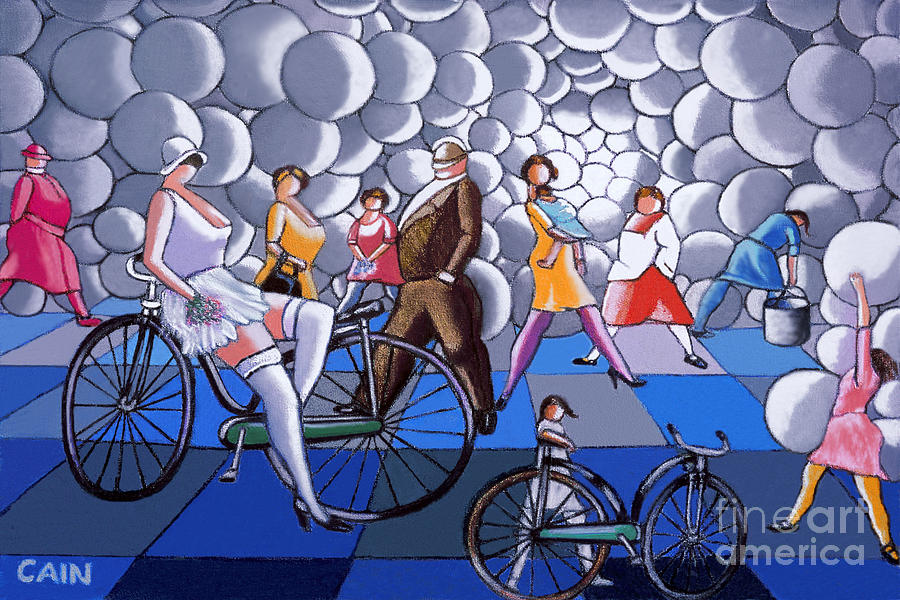 Bubbles And Bikes Painting by William Cain