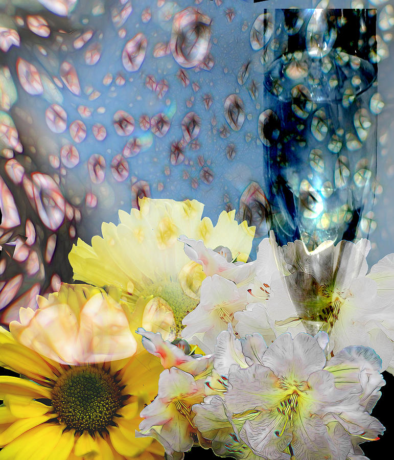 Bubbles and flowers Digital Art by Cathy Anderson