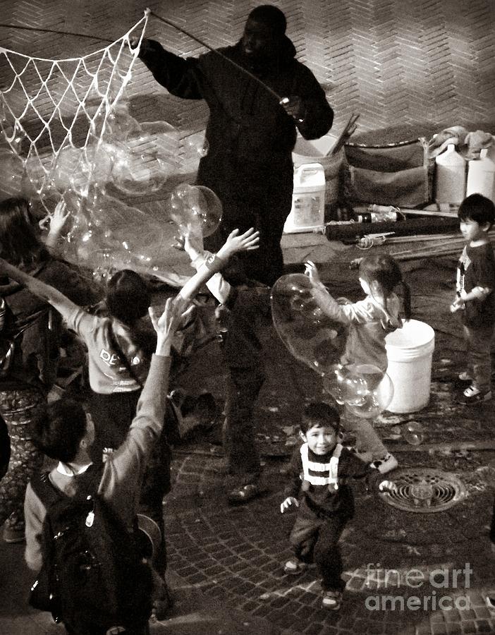 Bubbles and Kids - Central Park Sunday Photograph by Miriam Danar