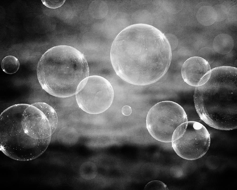 Black And White Photograph - Bubbles in Black and White by Lisa R