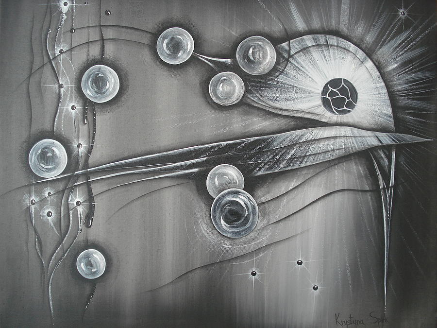 Bubbles In Grey Painting by Krystyna Spink