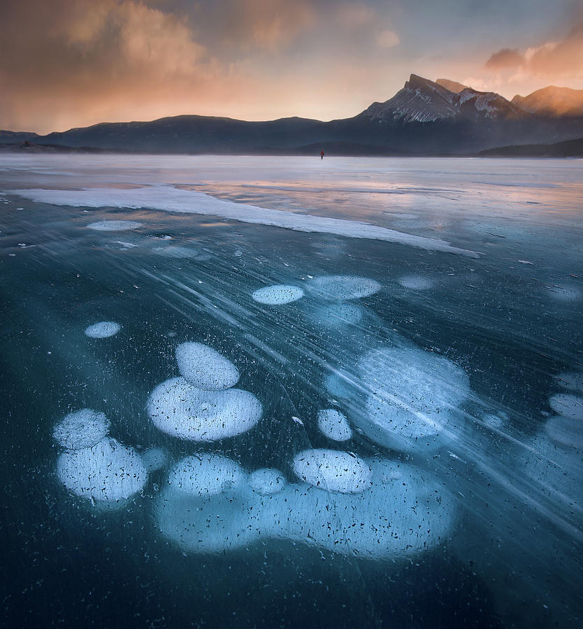 Winter Photograph - Bubbles In The Lake by Shenshen Dou